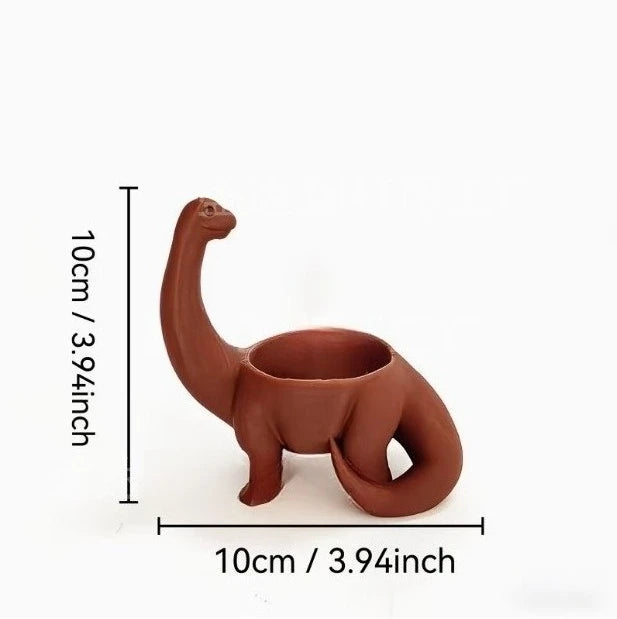 pot plantes forme dinosaure brachiosaure brun terracotta surface lisse aspect mat décoratif ludique menthe