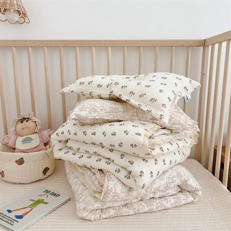 Housse de couette bébé unisexe en coton et fibre de bambou