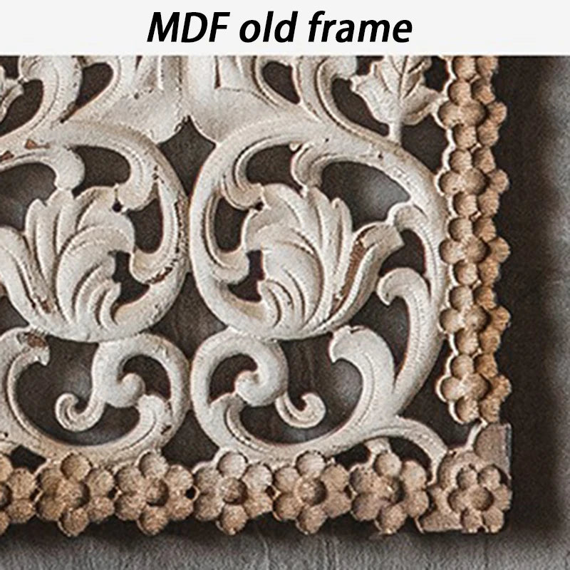 décoration murale vintage shabby chic motif floral bois fond gris blanc marron