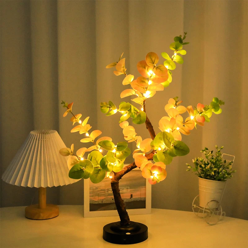 lampe led arbre bonsaï feuilles texturées branches réglables décoration intérieureextérieur