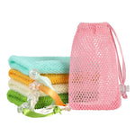sac savon blanc rose maille fine ruban simple pratique douche