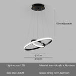 lampe suspendue moderne scandinave anneau métallique noir blanc doré salon chambre