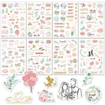 stickers mariage amour floral romantique vintage élégant or rose vert adhésifscriçãoption