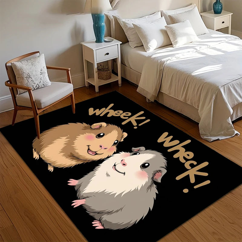 tapis cartoon hamsters mignons noir beige gris rose blanc moderne salon chambre bébé