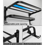 porte serviettes mural pliable noir mat aluminium double barres 50cm moderne minimaliste crochets
