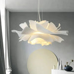 lampe suspendue moderne feuilles ouvertes blanc opacité éclairage chaleureux interrupteur bouton semi encastré