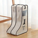 sac rangement chaussures noir beige pratique moderne anti poussière réutilisable poignée amovible fermeture glissière
