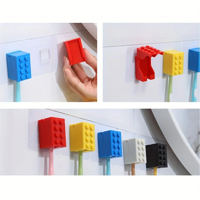 porte brosses dents distributeur serviettes bloc construction lego rouge jaune bleu moderne chambre enfant