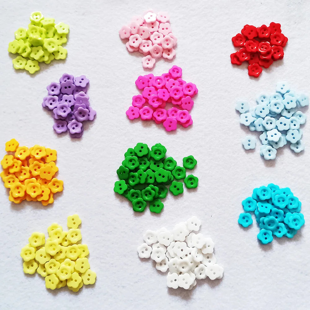 boutons résine fleurs multicolores simples lavables écologiques sans nickel 100pcs⌀1.2cm