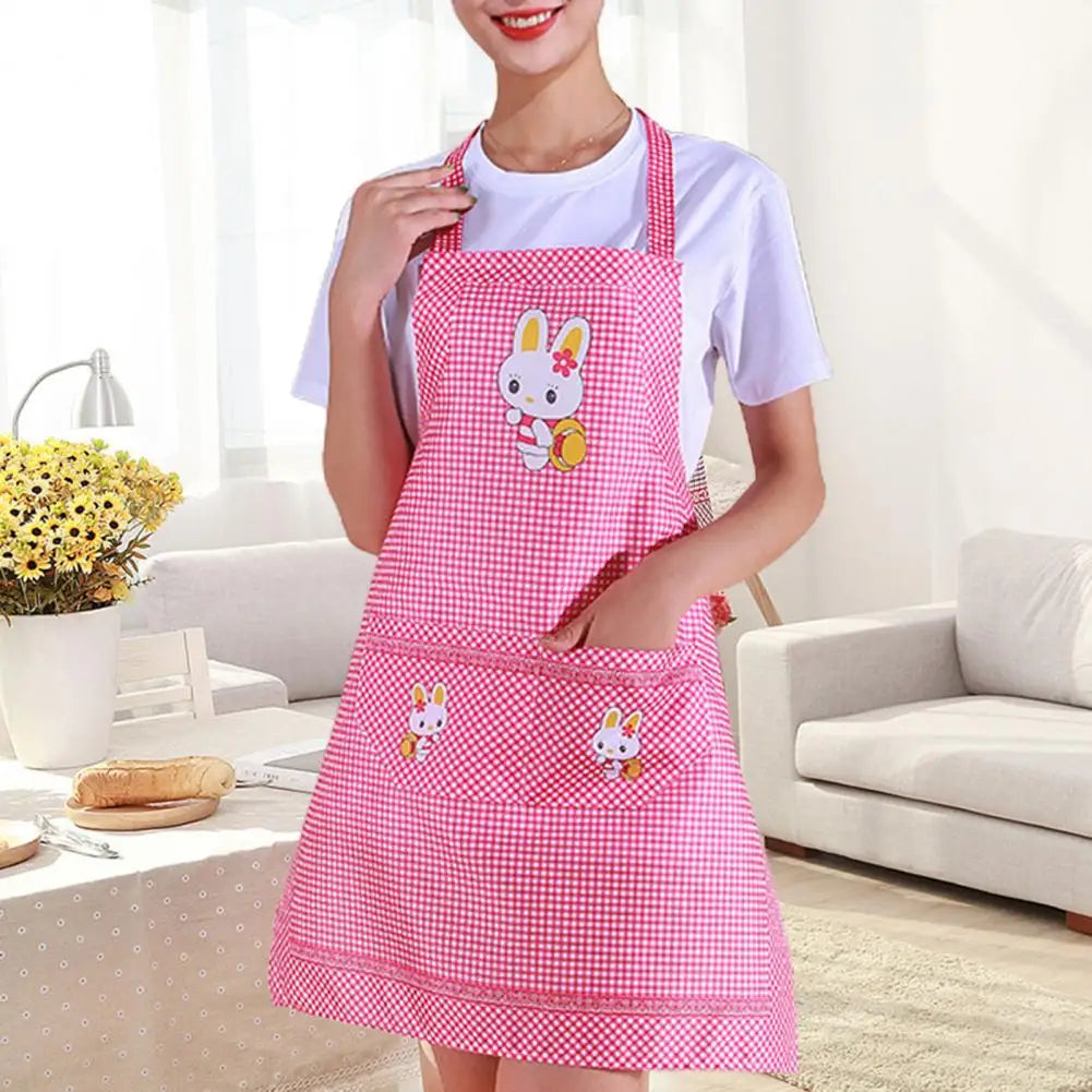 tablier cuisine rose bleu carreaux blancs lapin moderne décontracté poche collier