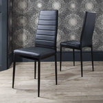 chaises manger cuir synthétique table verre moderne noir gris minimaliste