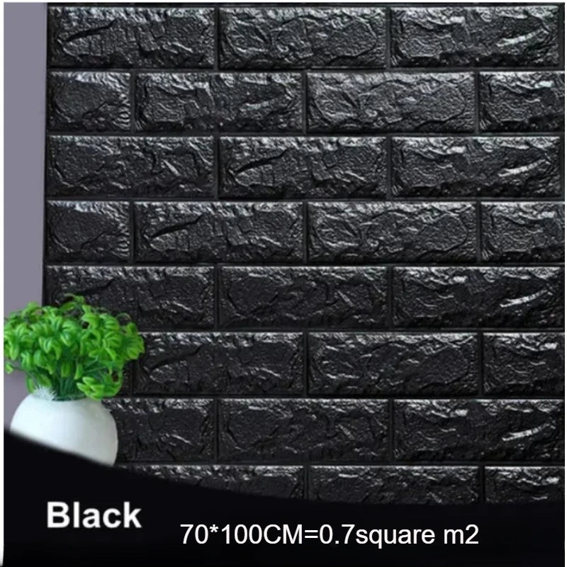 autocollant mural 3d brique noir moderne décoration intérieure adhésif imperméable fond noir texture relief
