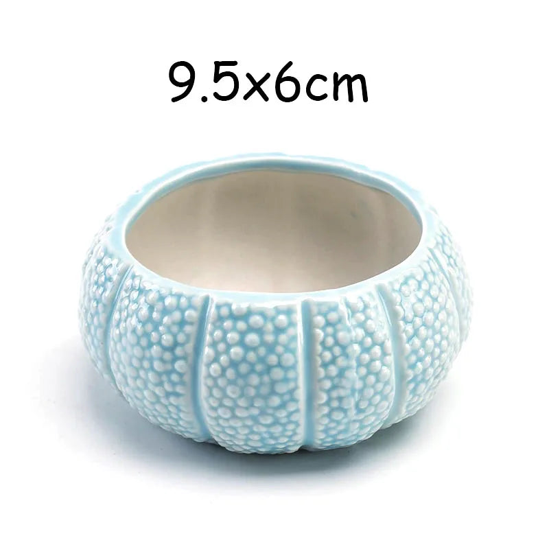 petit cache pot ceramique bleu motif poisson marin decoratif plante succulente maison