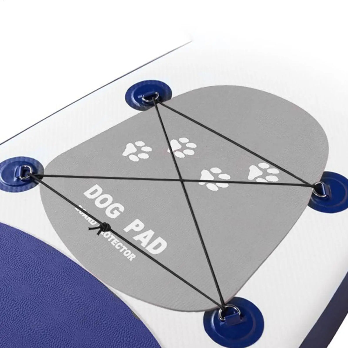 protège planche chien motif pattes rose gris clips antidérapants sécurité nautique paddleboard activités sportives