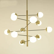 chandelier moderne or noir sphères blanc suspension led minimaliste chambre contemporaine