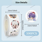 sticker autocollant cartoon personnages mignons motifs colorés 500 pièces rouleau scrapbooking journal intime carnet
