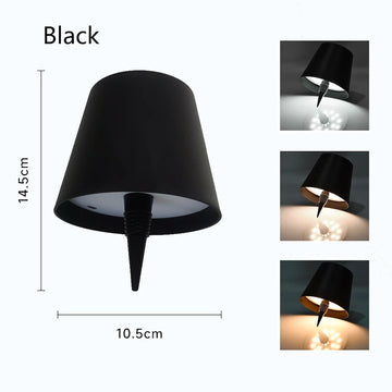 lampe table led rechargeable tactile gris noir doré conique mat moderne base carrée abat