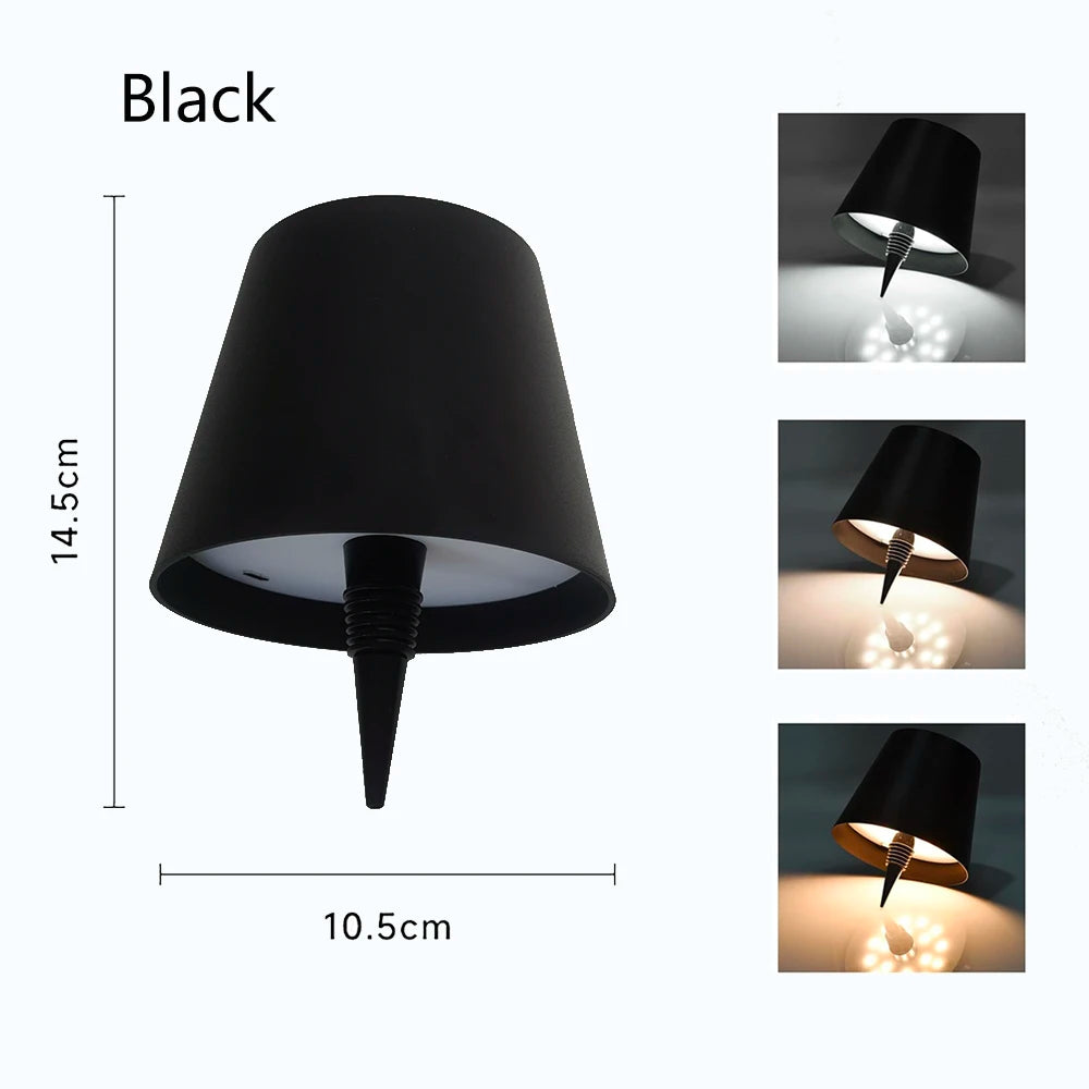 lampe table led rechargeable tactile gris noir doré conique mat moderne base carrée abat