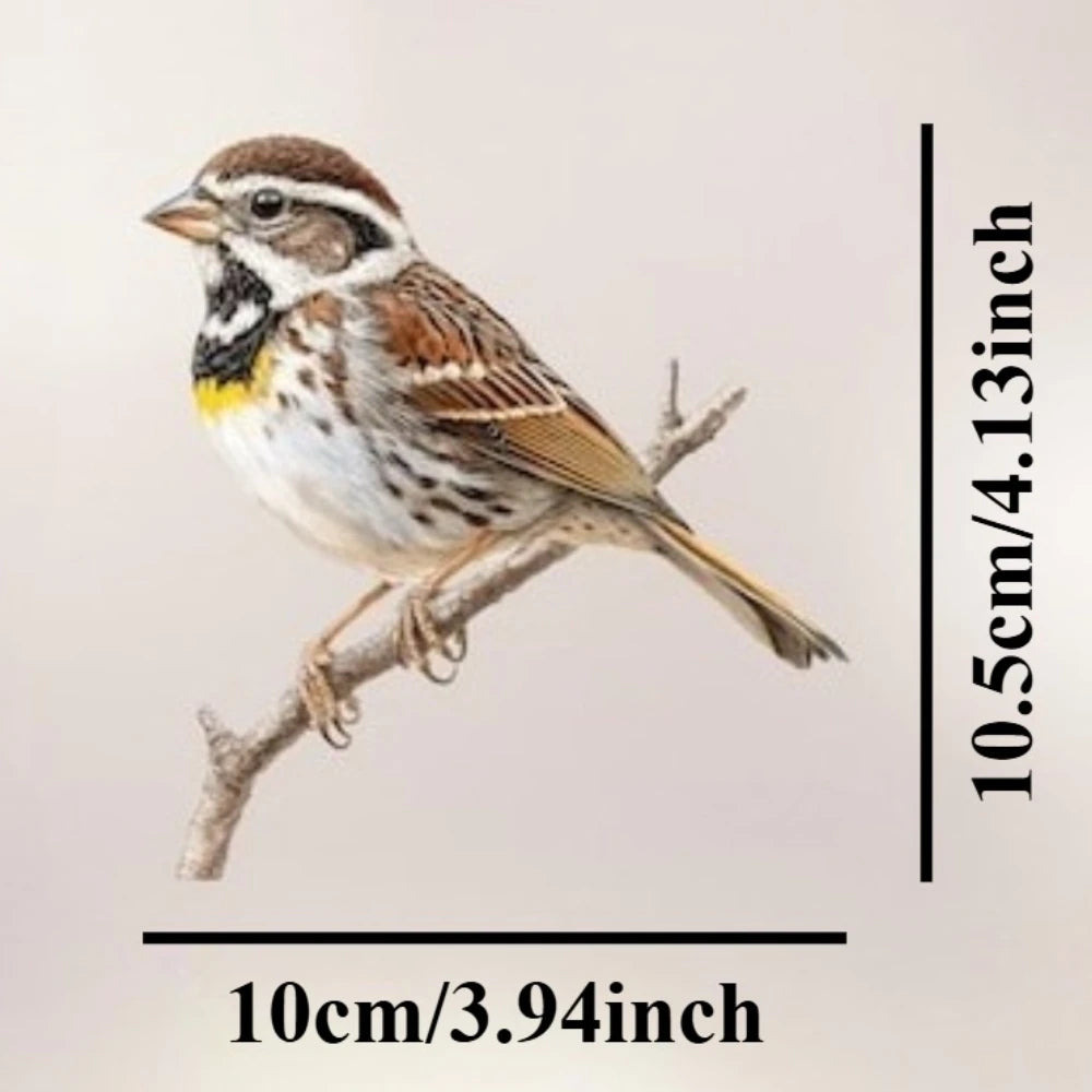 autocollant oiseau marron blanc jaune rayures adhésif salon chambre jardin décoration vacances réaliste