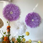 décoration murale fleurs artificielles rose clair moderne feuilles papier métal