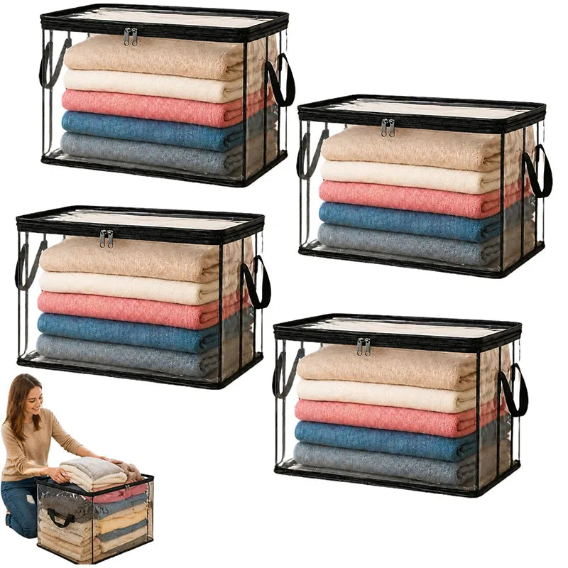 boîtes rangement transparentes empilables poignées utilisation multiple moderne maison camping voyages
