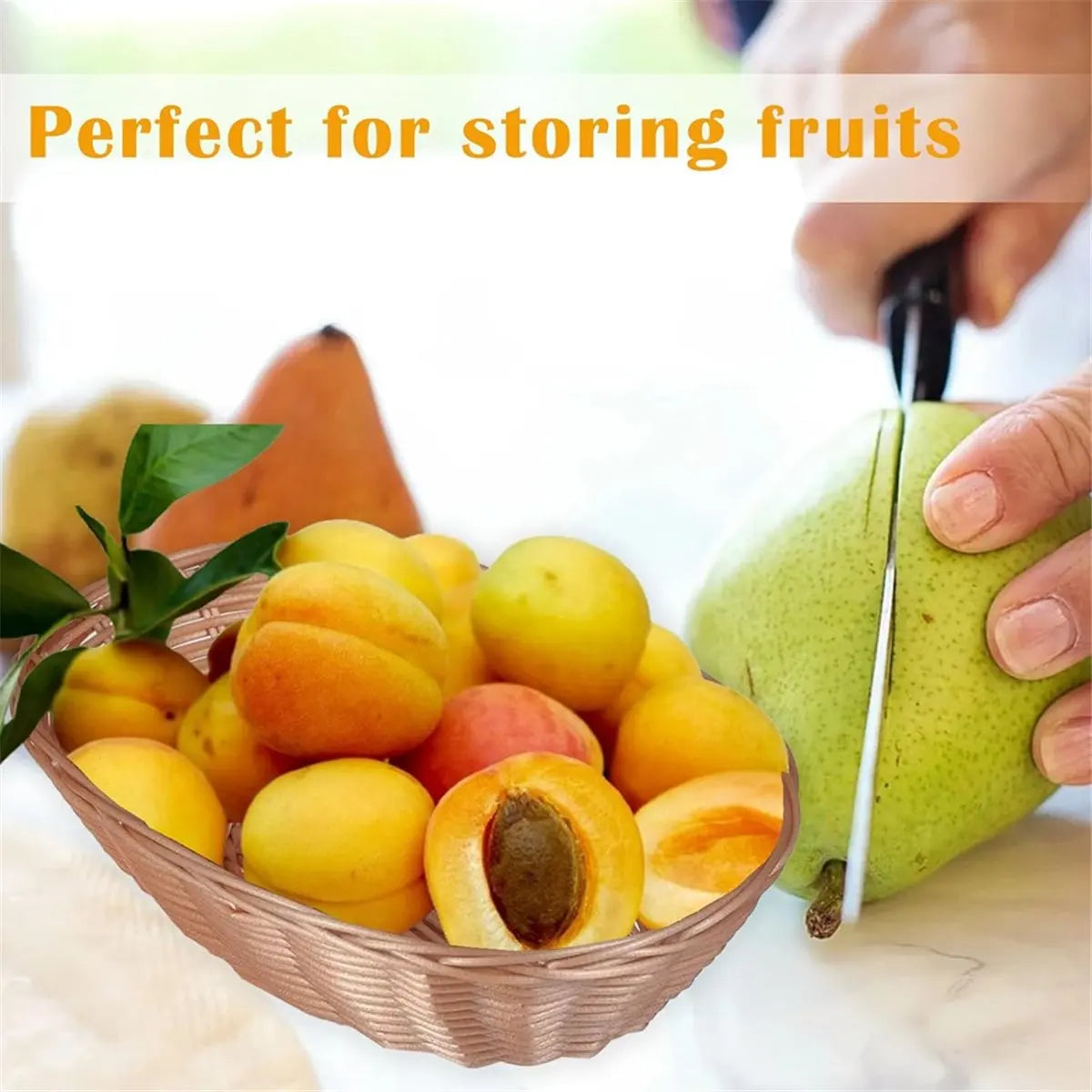 paniers marron clair tressés rustiques traditionnels rangement fruits légumes 16x23cm
