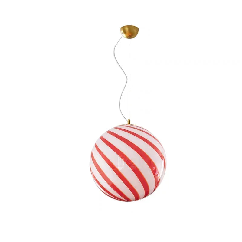 Suspension lumineuse moderne rayées horizontales blanc rouge verte pince dorée chambre salon étude