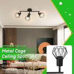 plafonnier led noir cage métallique industriel fixations vis salon chambre