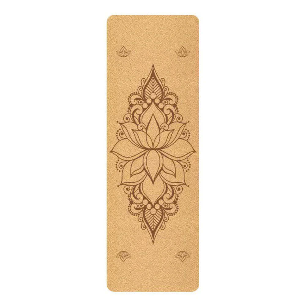 tapis yoga marron mandala om floral ethnique boho chic antidérapant écologique 183x58cm