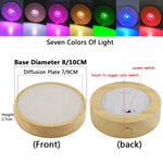diffuseur lumineux circulaire bois naturel texture moderne bouton tactile base bois diffuseur plat led