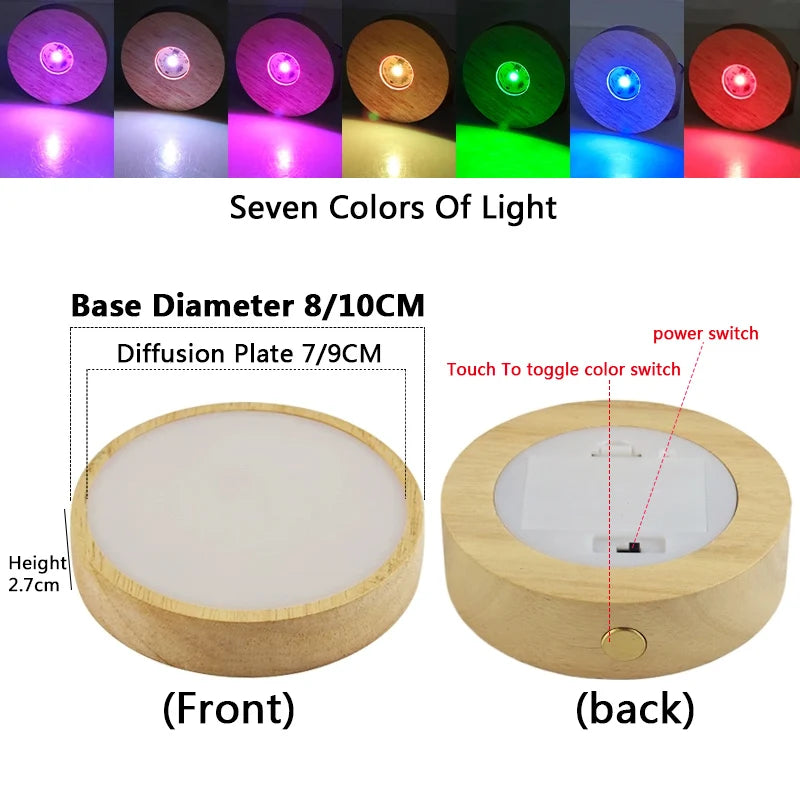 diffuseur lumineux circulaire bois naturel texture moderne bouton tactile base bois diffuseur plat led