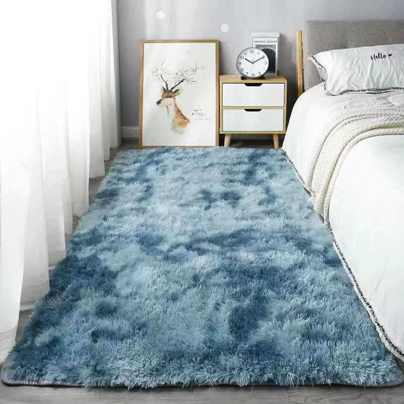 tapis moderne doux uni polyester lavable main machine antidérapant shaggy chambre sofa living room