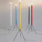 lampadaire moderne minimaliste trépied blanc abat jour sphérique led rouge jaune vert bleu noir