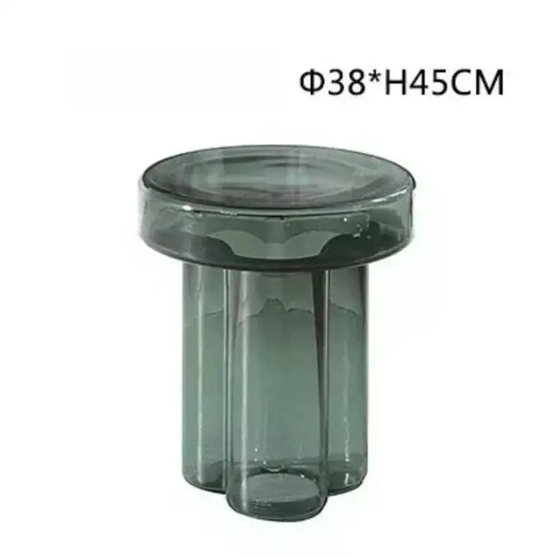 table d'appoint ronde moderne bois pierre couleur verte bleue transparente