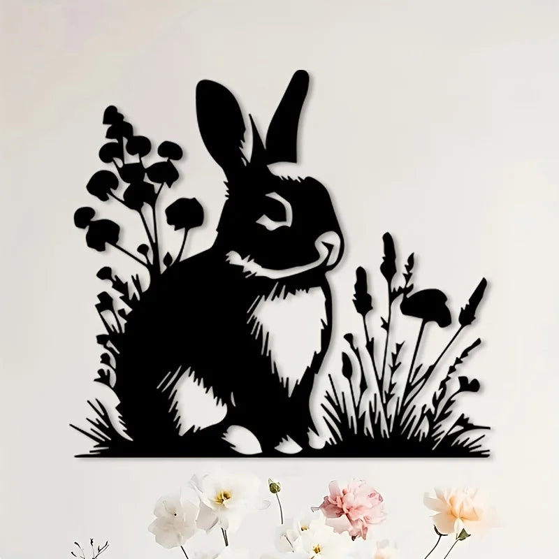 décoration murale lapin végétation noir fleurs moderne rustique intérieur salon jardin