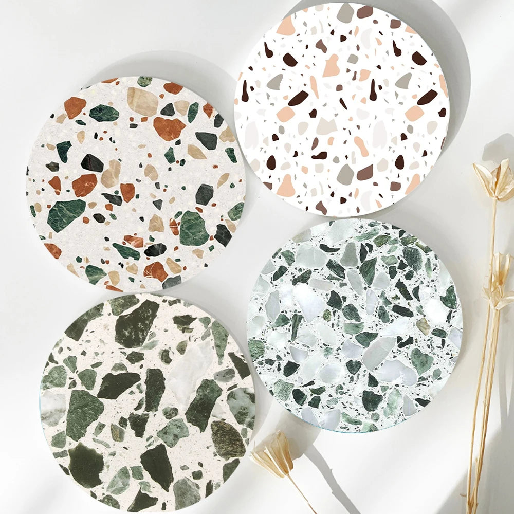 coasters terrazzo blanc vert moderne respectueux environnement noir beige marron opaques