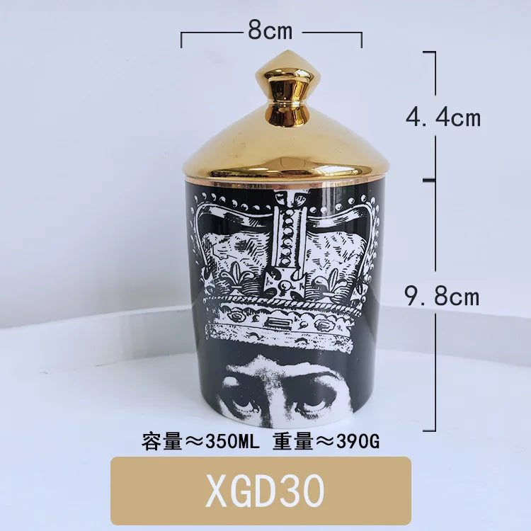 boîtes bougies parfumées art déco moderne vintage illustrations visages géométriques 350ml