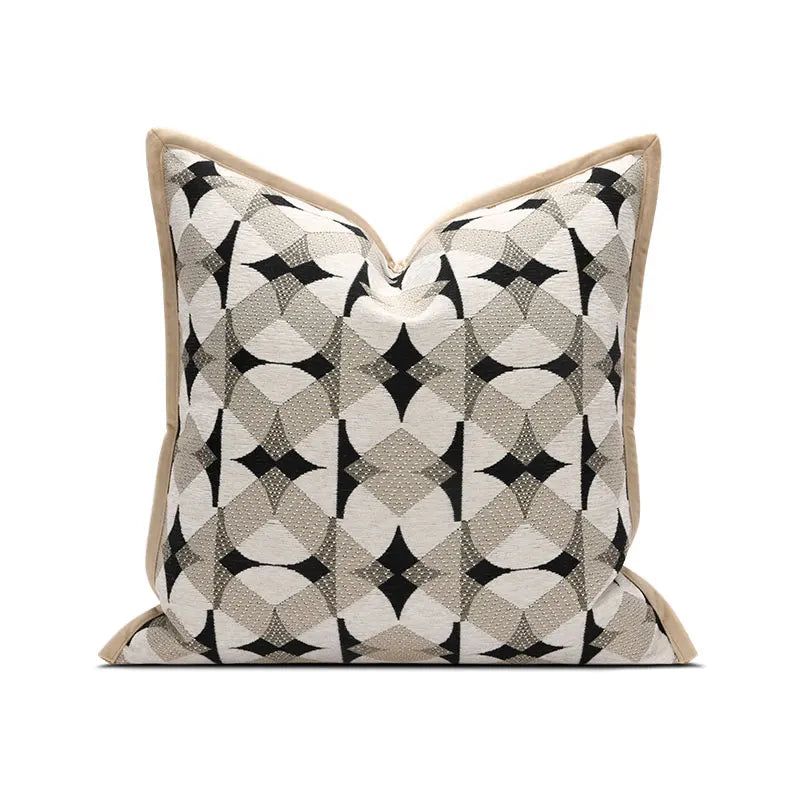 coussin carré géométrique noir blanc beige contemporain canapé chaise lit voiture remplissage optionnel