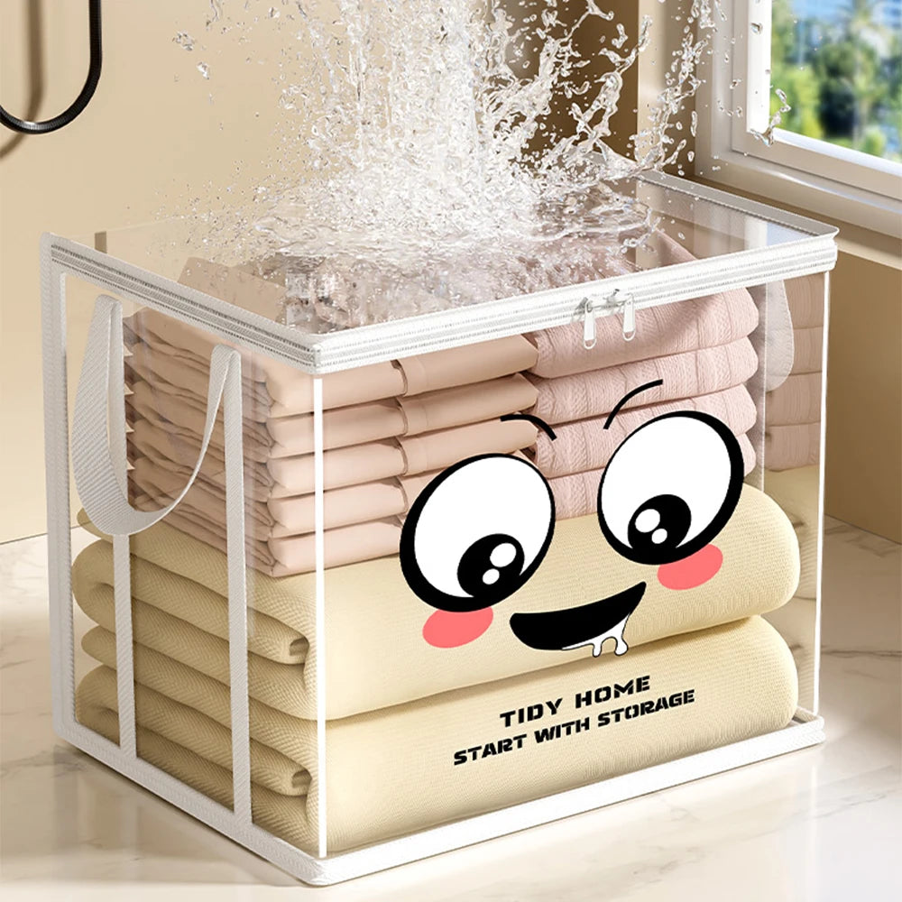 boîtes rangement transparentes blanches souriantes poignées amovibles moderne étudiante chambre organisation livres