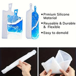 planche découper silicone bleu marbré moderne poignée grande taille service artisanat