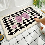 tapis sol antidérapant ours mignon carreaux géométriques rose pâle cartoon mignon adhésif protecteur polyester