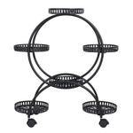support fleurs roulettes robuste moderne noir blanc pot fleuri plante verte ajouré minimaliste