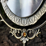 miroir table art nouveau fleurs ornements vert doré rouge noir