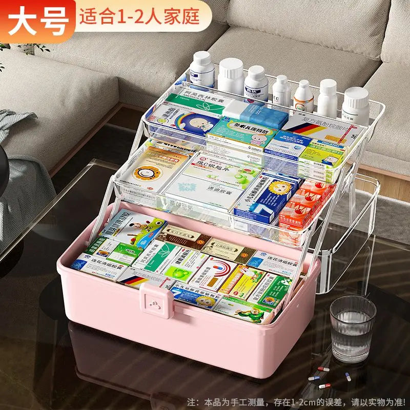 boîte rangement médicaments transparente moderne poignée blanc rose respectueuse environnement
