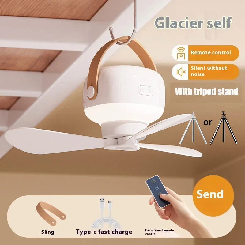 ventilateur portable blanc moderne télécommande rechargeable led campagne nuit chambre autonomie