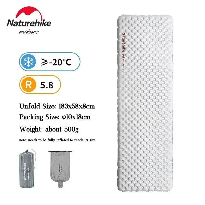 matelas camping blanc marron texturé double valve isolation thermique 20°C tpu nylon moderne