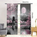 rideaux japonais cerisiers fleuris deux panneaux polyester moderne intérieur décoration zen chambre salon