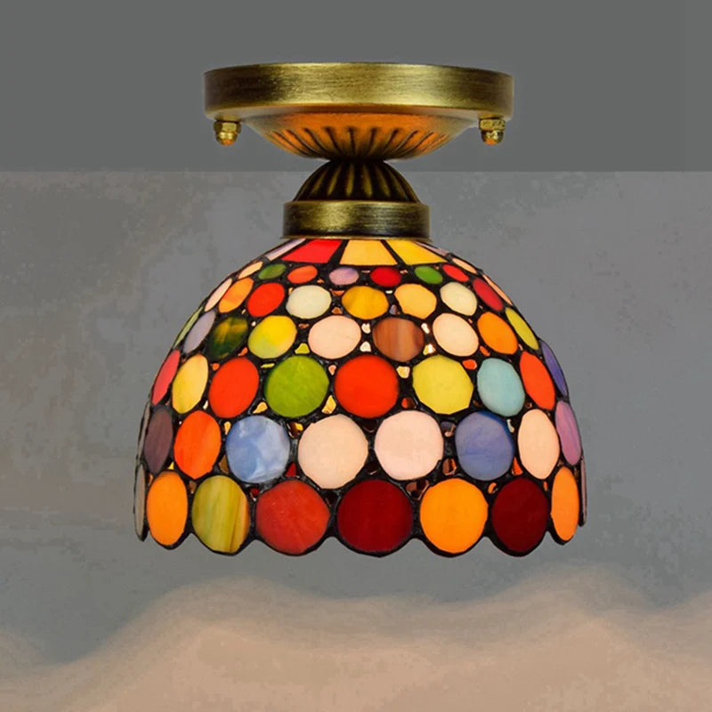 Lampe art déco mosaïque motifs floraux or marron bleu verte vintage chambre salon entree