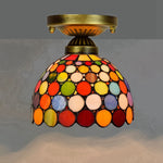 Lampe art déco mosaïque motifs floraux or marron bleu verte vintage chambre salon entree