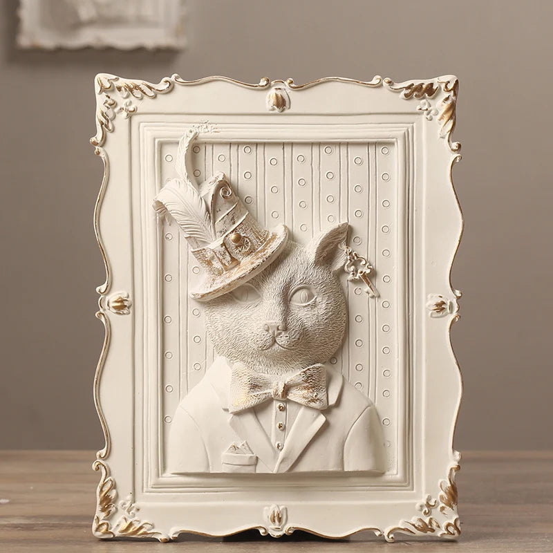 cadres decoratifs relief 3d animaux blanc classique baroque accessoires living room decoration